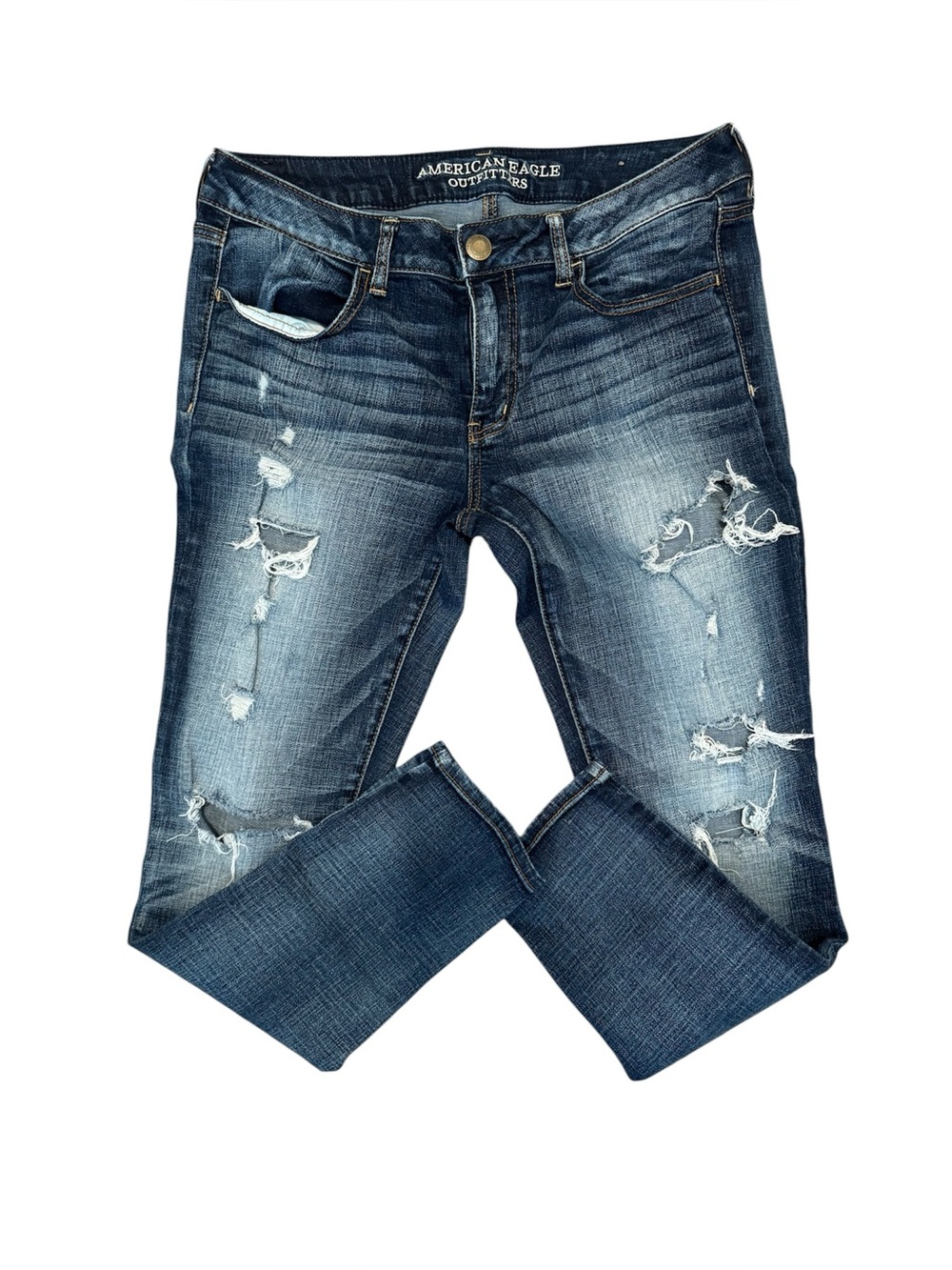 American Eagle Outfitters Women’s Ripped Dark Blue Skinny Jeans